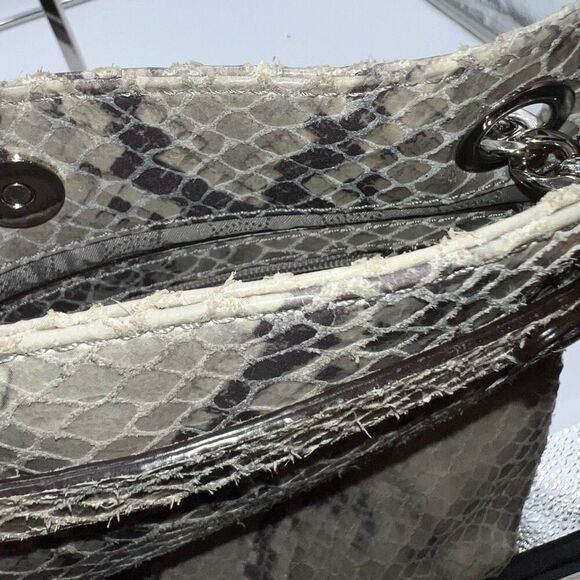 MICHAEL KORS Chain Python Leather JET SET Tote Hobo Convertible Shoulder Bag WIT - Picture 12 of 15